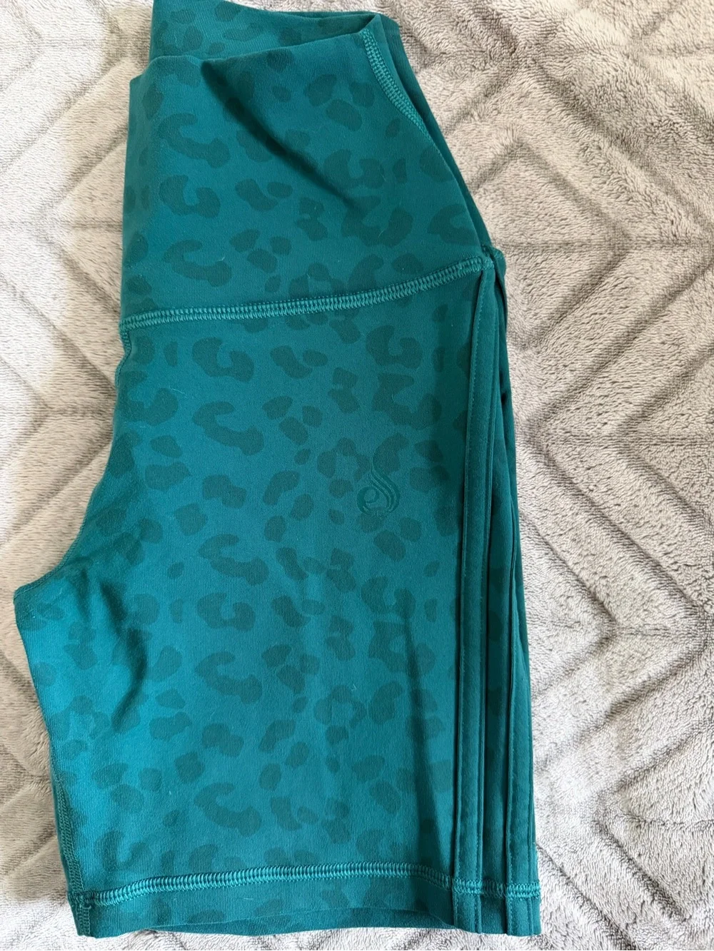 Ryderwear High-Rise Teal Leopard Print Women's Bike Shorts